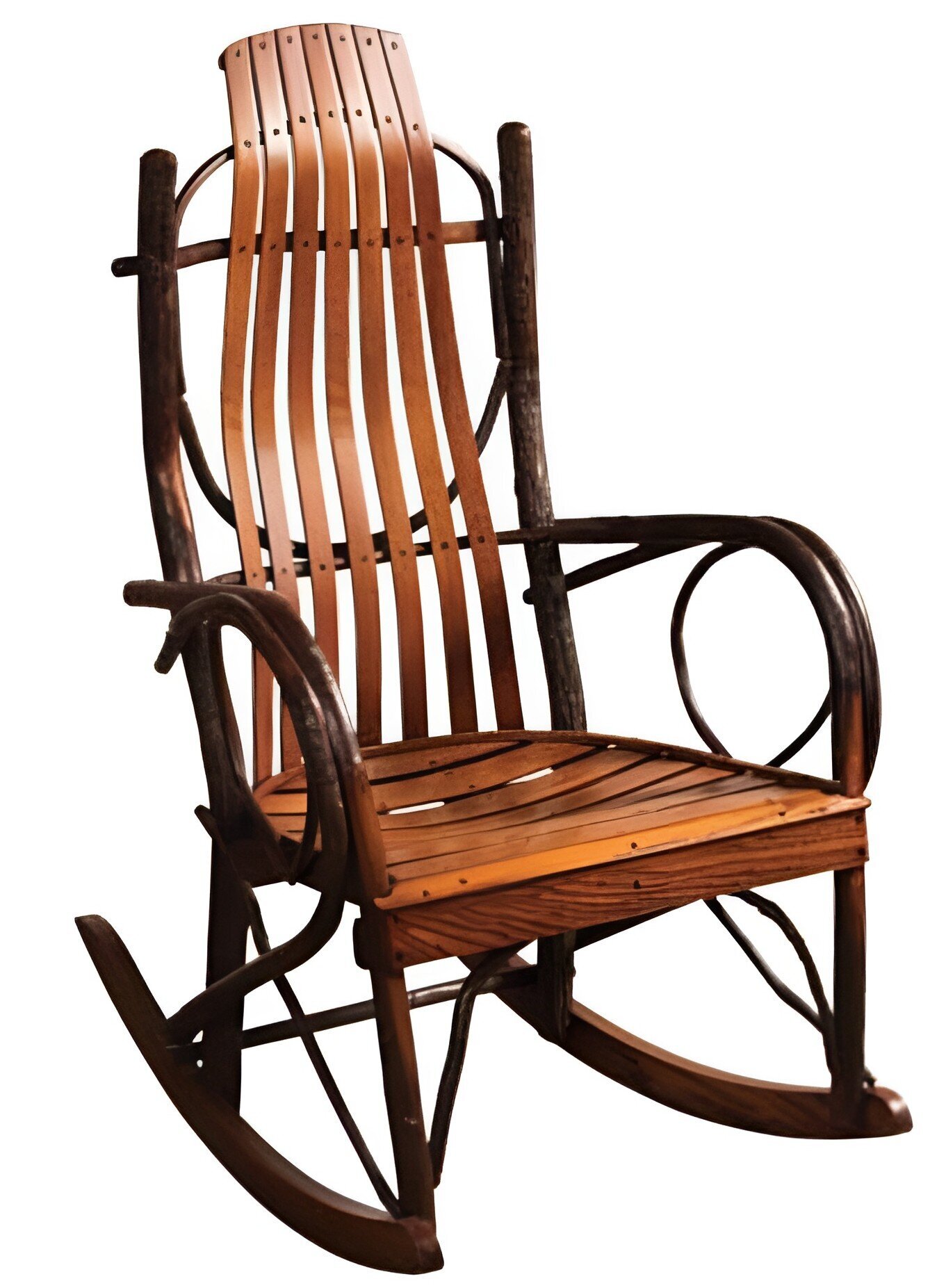 Round Rocker Designs Jumbo Rustic Hickory Rocker with Curved Frame | DutchCrafters
