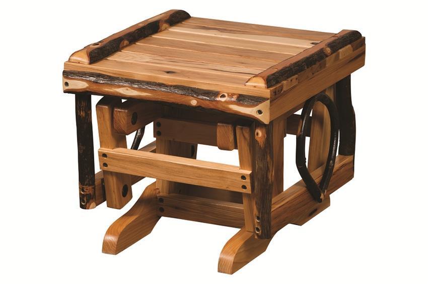 Amish Made Rustic Hickory Gliding Ottoman | Hickory Wood Footrest