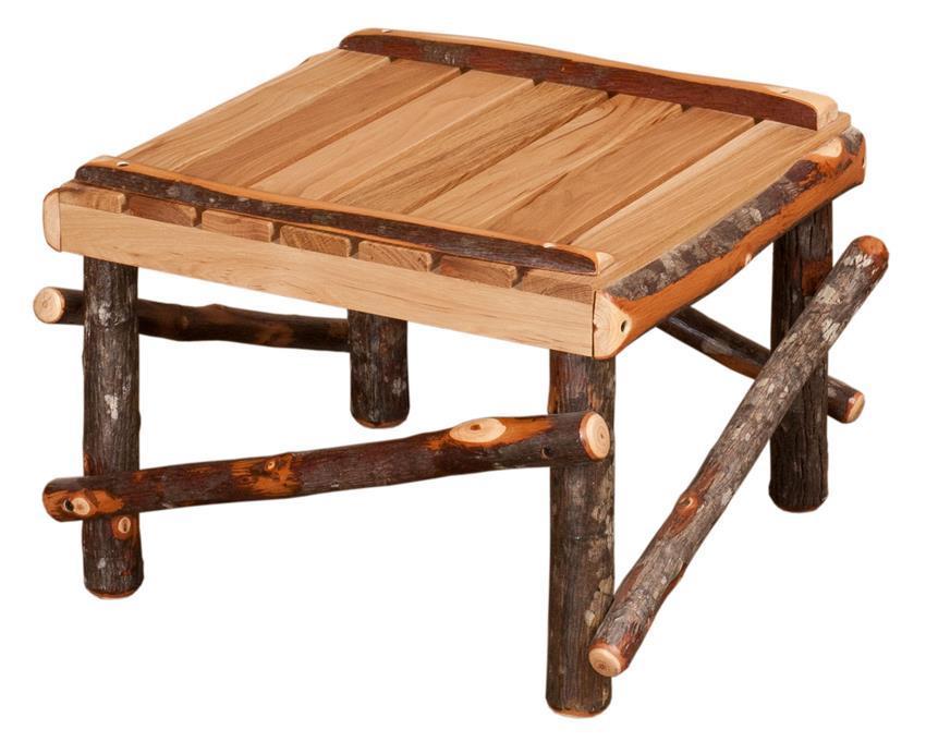 Rustic Hickory Footstool by DutchCrafters Amish Furniture from