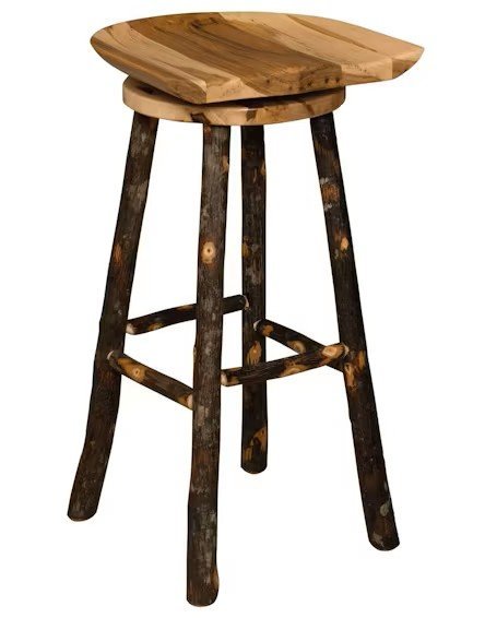 Rustic Hickory Saddle Bar Stool with Optional Swivel DutchCrafters