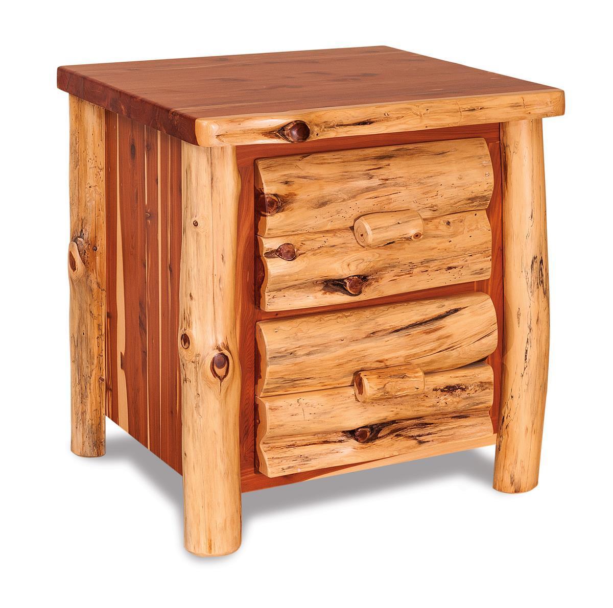 Amish Red Cedar Log Night Stand from DutchCrafters Amish Furniture