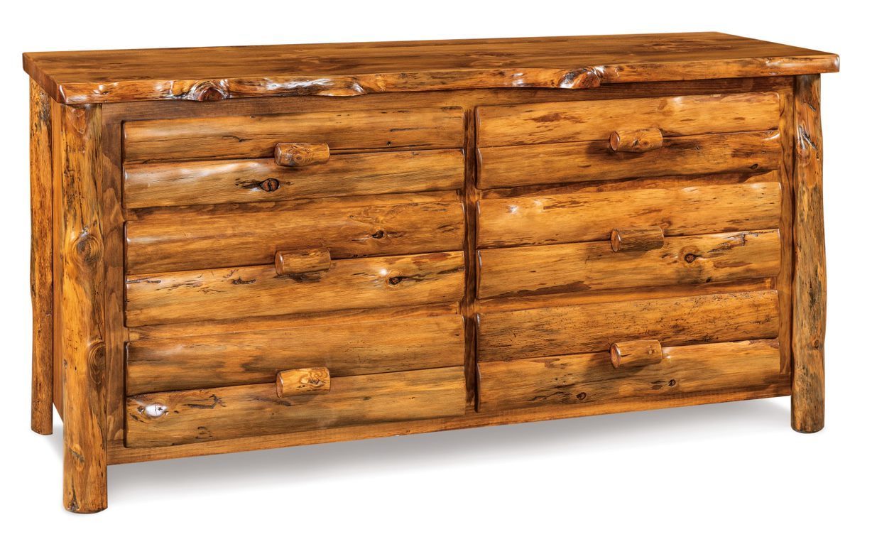 Rustic 6-drawer log dresser w/ mirror option |