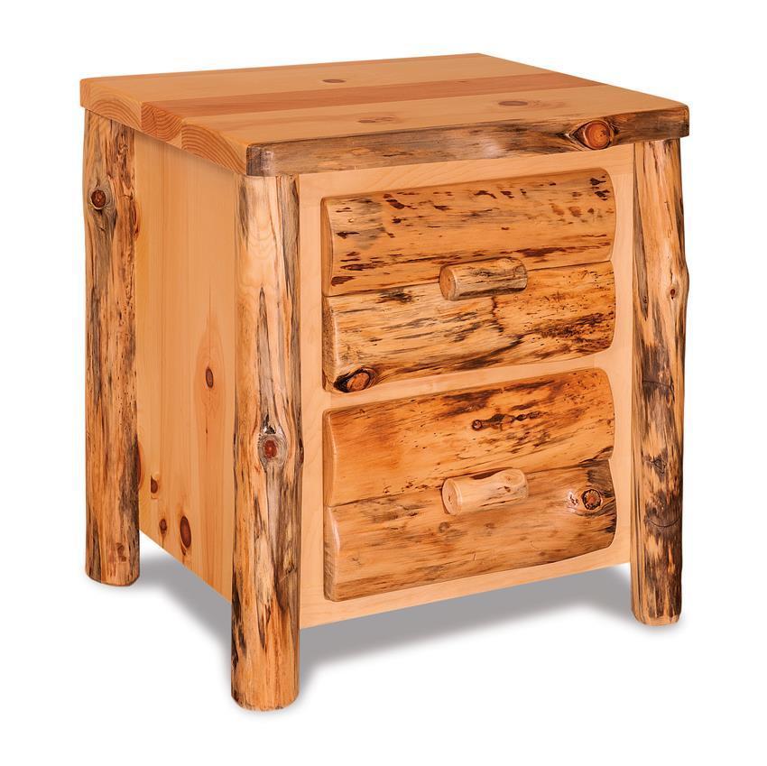 Rustic Pine Log Night Stand with Hidden Compartment