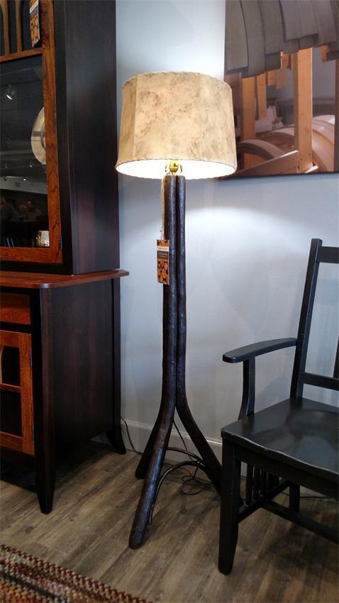 Amish Noble Rustic Hickory Floor Lamp Only Shade Not Included