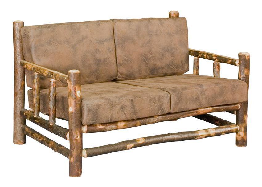 Rustic Hickory Log Love Seat From DutchCrafters Amish Furniture