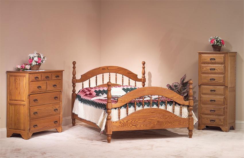 Amish Oak Crest Three Piece Bedroom Furniture Set In Solid Wood