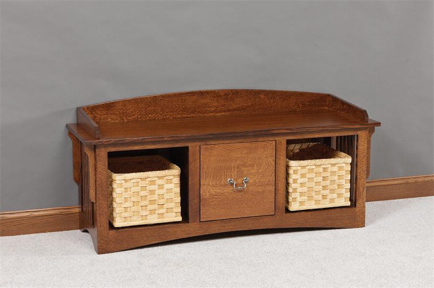 Solid Wood Entryway Storage Bench from DutchCrafters Amish Furniture