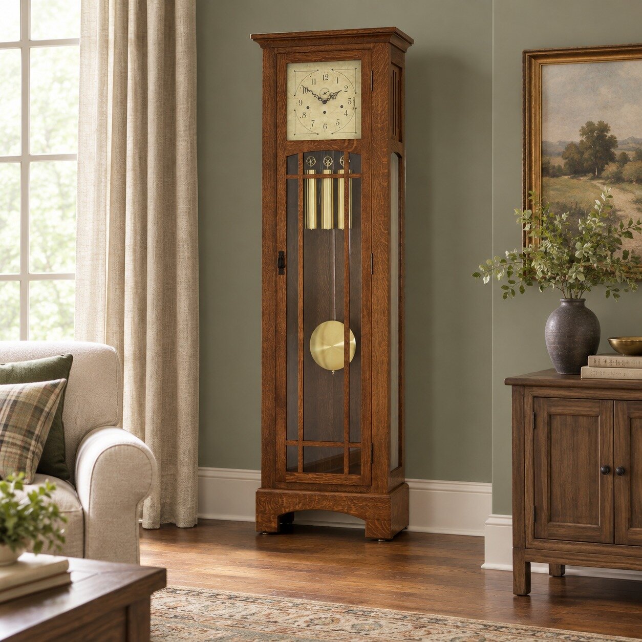Amish Heirloom Grandfather Clock | Triple Chime Hermle Movement