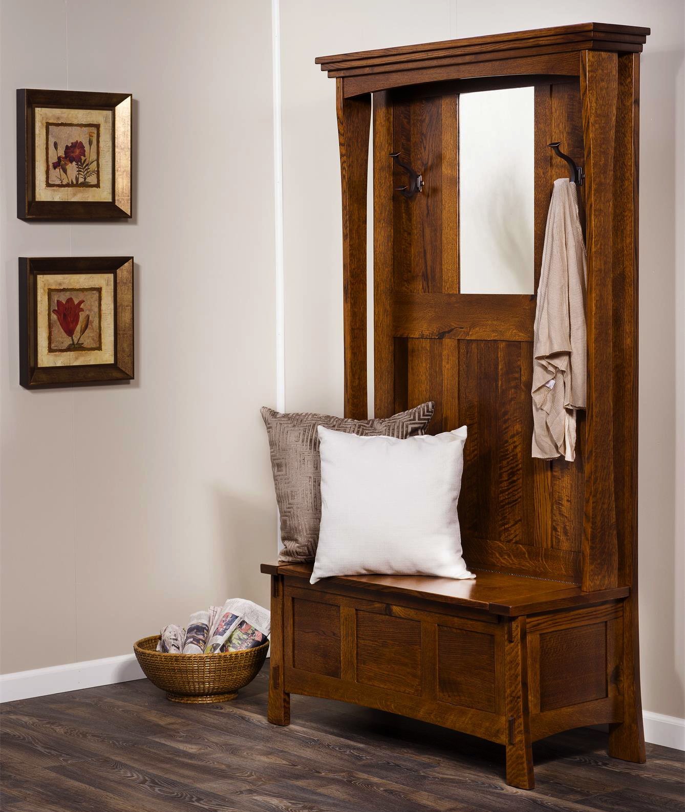 42" Entryway Hall Tree Storage Bench by DutchCrafters Amish Furniture