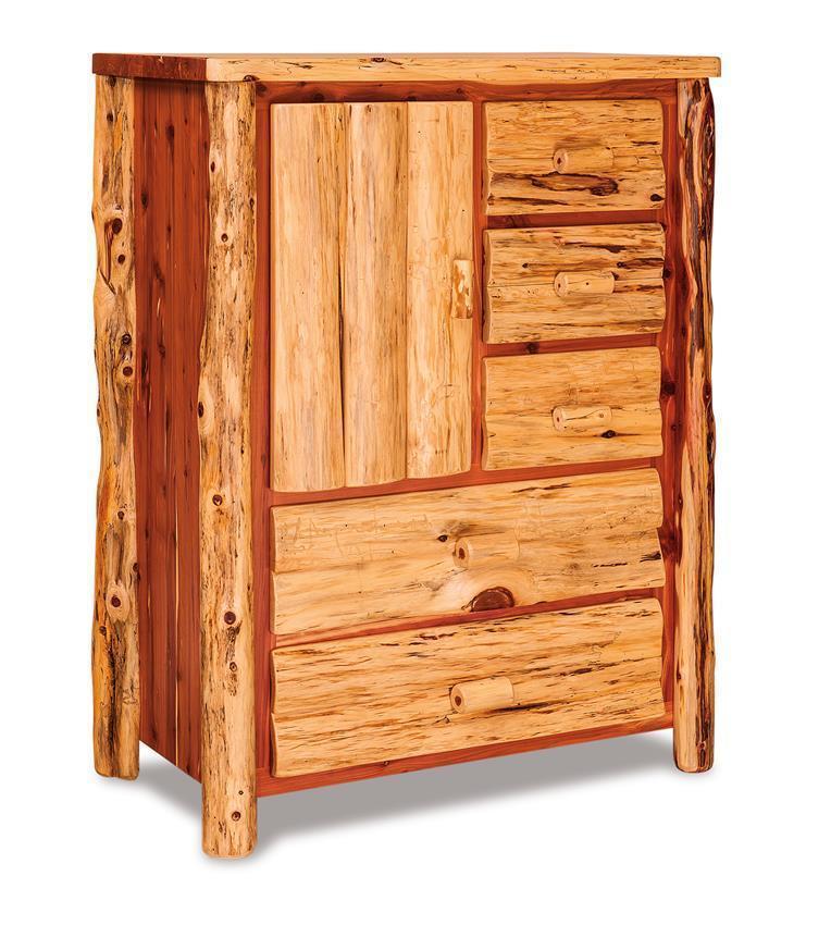 Log Armoire With Drawers And Door Storage |