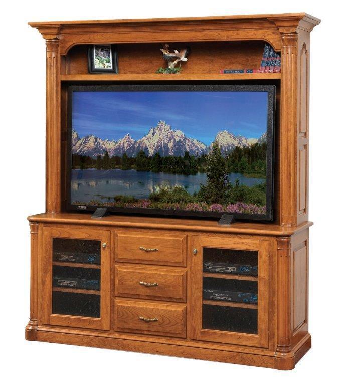 Amish TV Cabinet with Customizable Hutch Option |