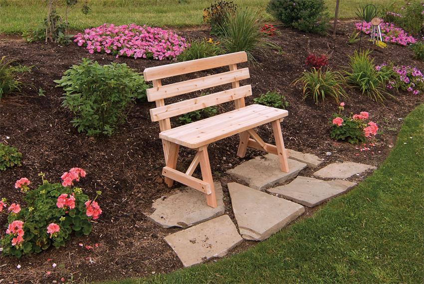 Red Cedar Backed Bench from DutchCrafters Amish Furniture