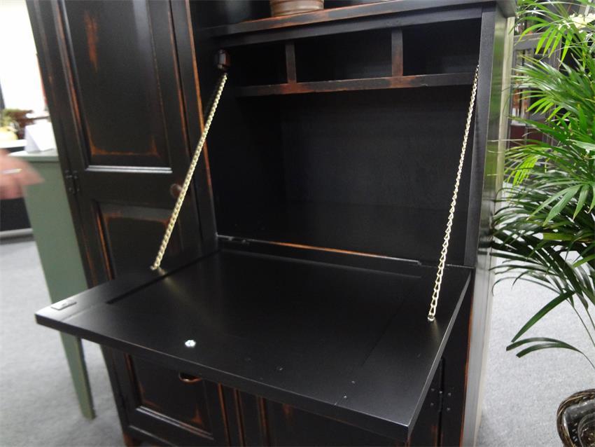 Amish Pine Secretary Desk With Side Cabinet Door