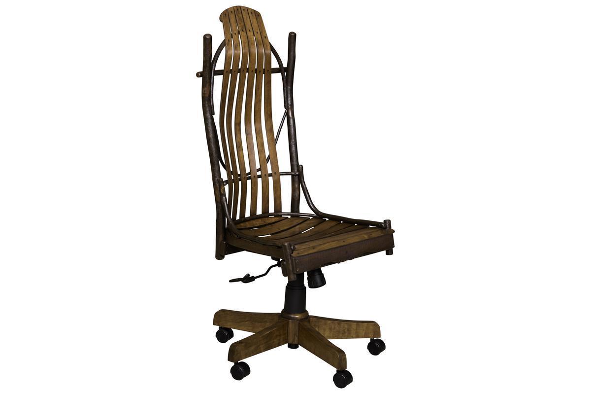 Amish Rustic Hickory Twig Desk Chair Without Arms