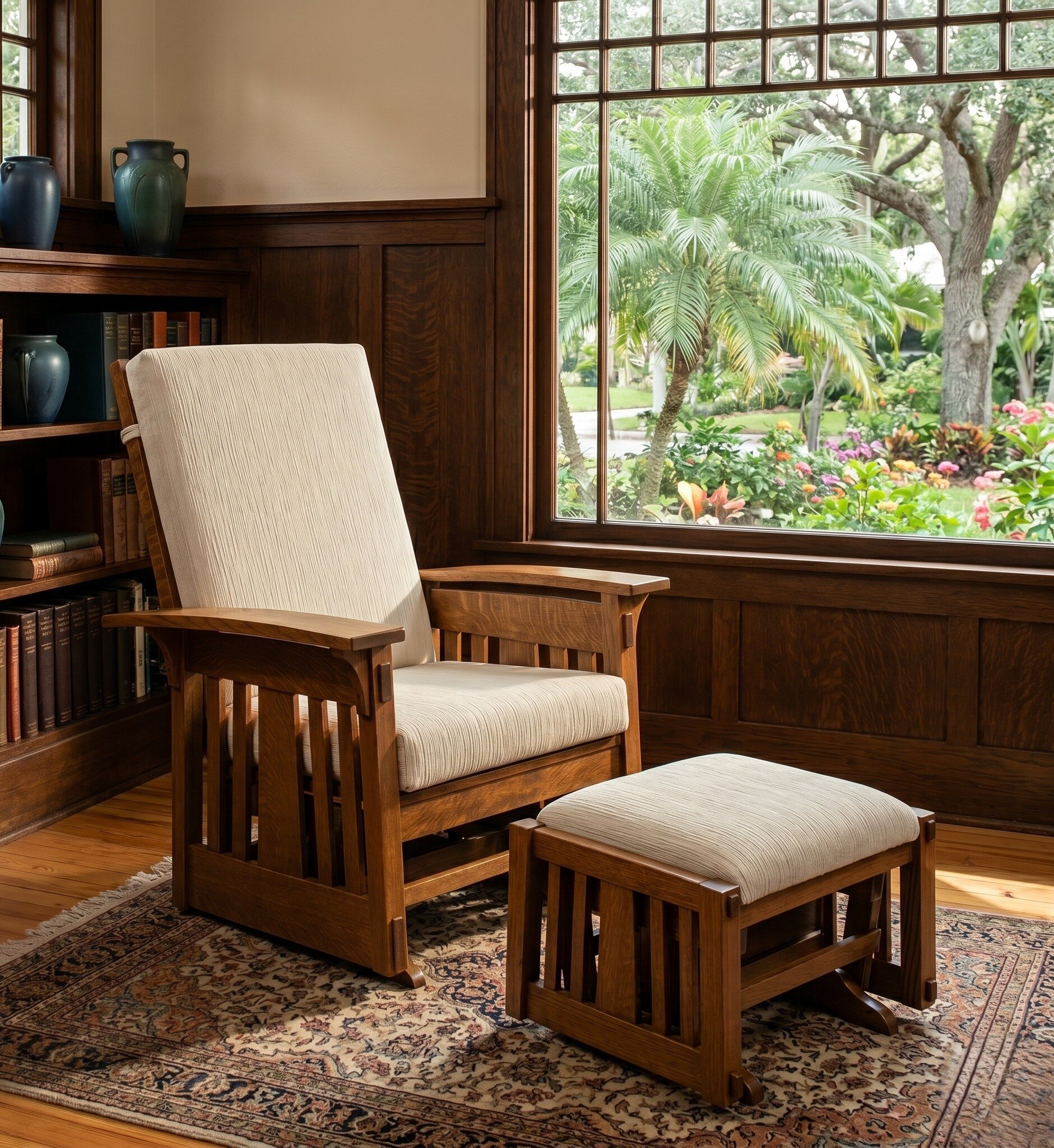 Mission Gliding Ottoman - Upholstered Top | DutchCrafters Amish Made