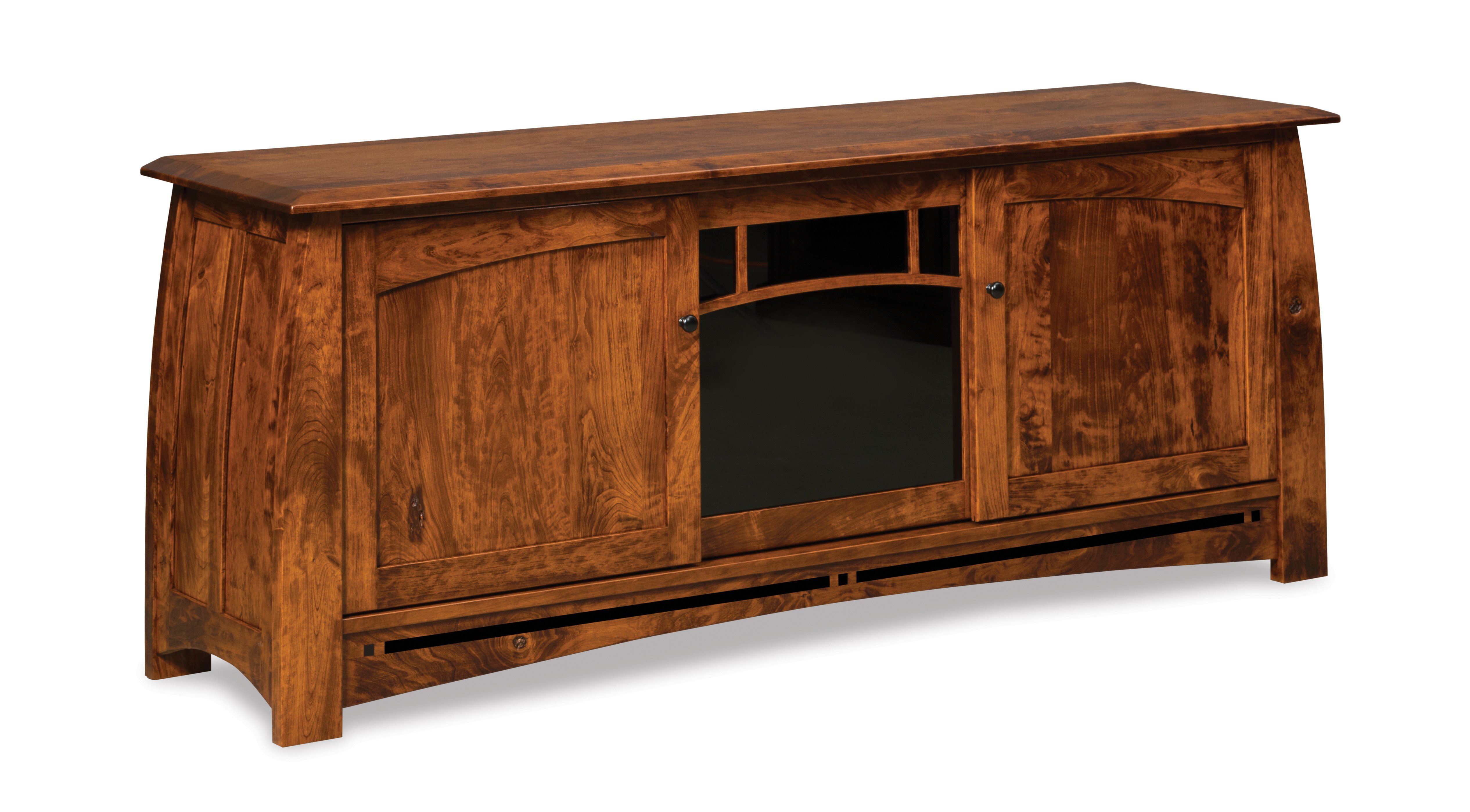 Wood Grove Mission TV Stand with Three Doors from DutchCrafters Amish