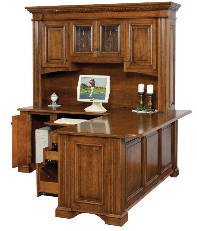 L-Corner Desk with Raised Panels & Overhang |