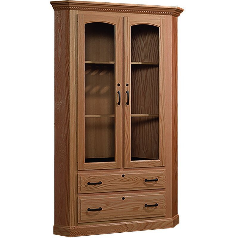 Corner Gun Cabinet with Glass Doors from DutchCrafters Amish Furniture