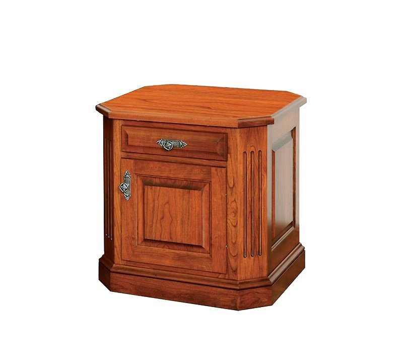 Amish End Table with Drawer, Cabinet Door, and Fluted Corners