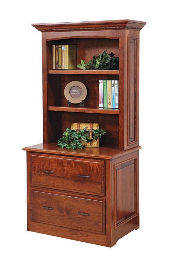 Amish Wood Office Filing Cabinet with Hutch Option |