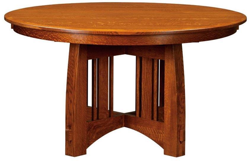 Mission Round Trestle Dining Table - Solid Wood Amish Handcrafted
