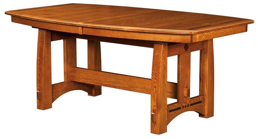 Wood Mission Style Trestle Dining Table - Amish Handcrafted Tables