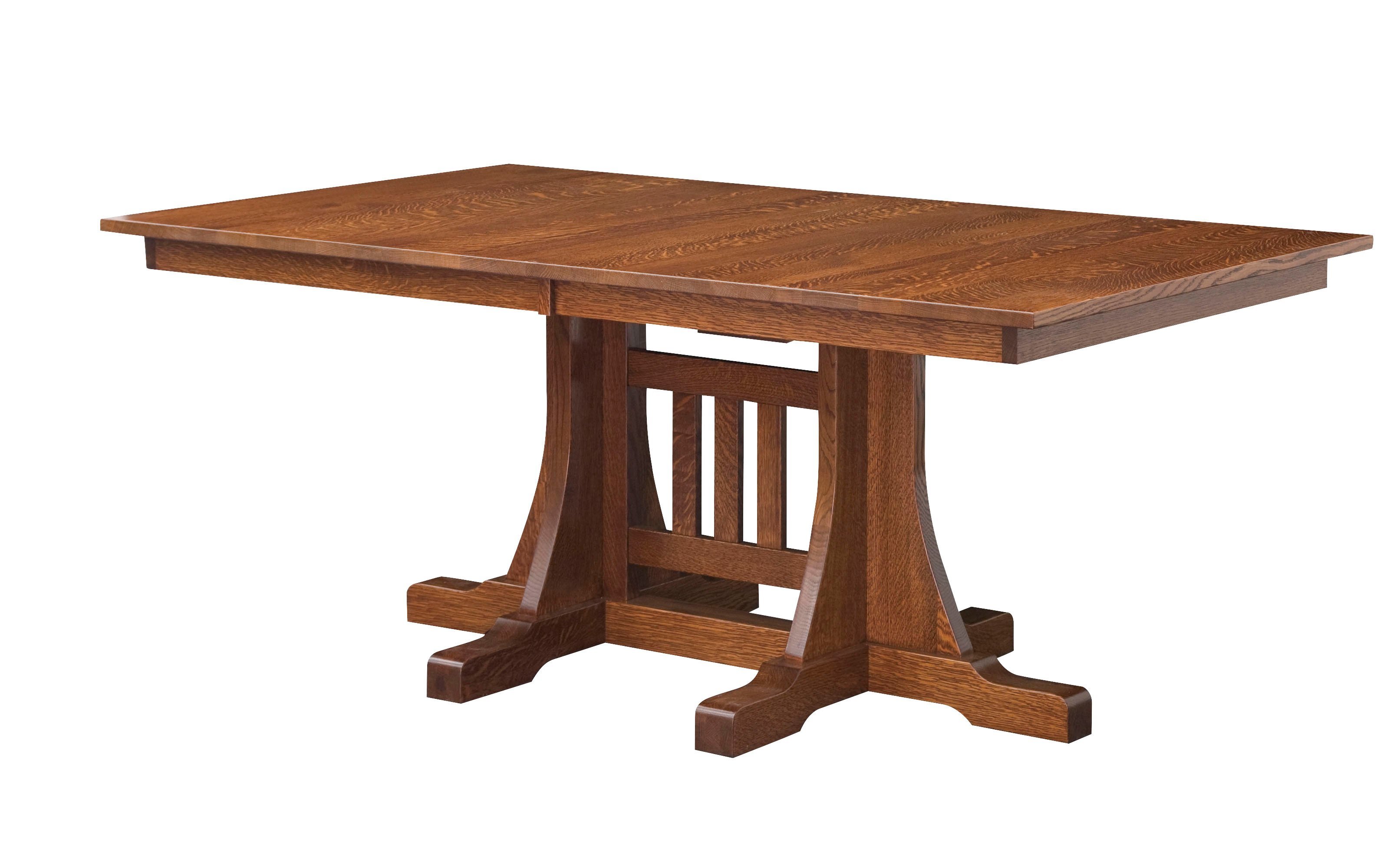 Mission Double Pedestal Table with Center Stretcher from