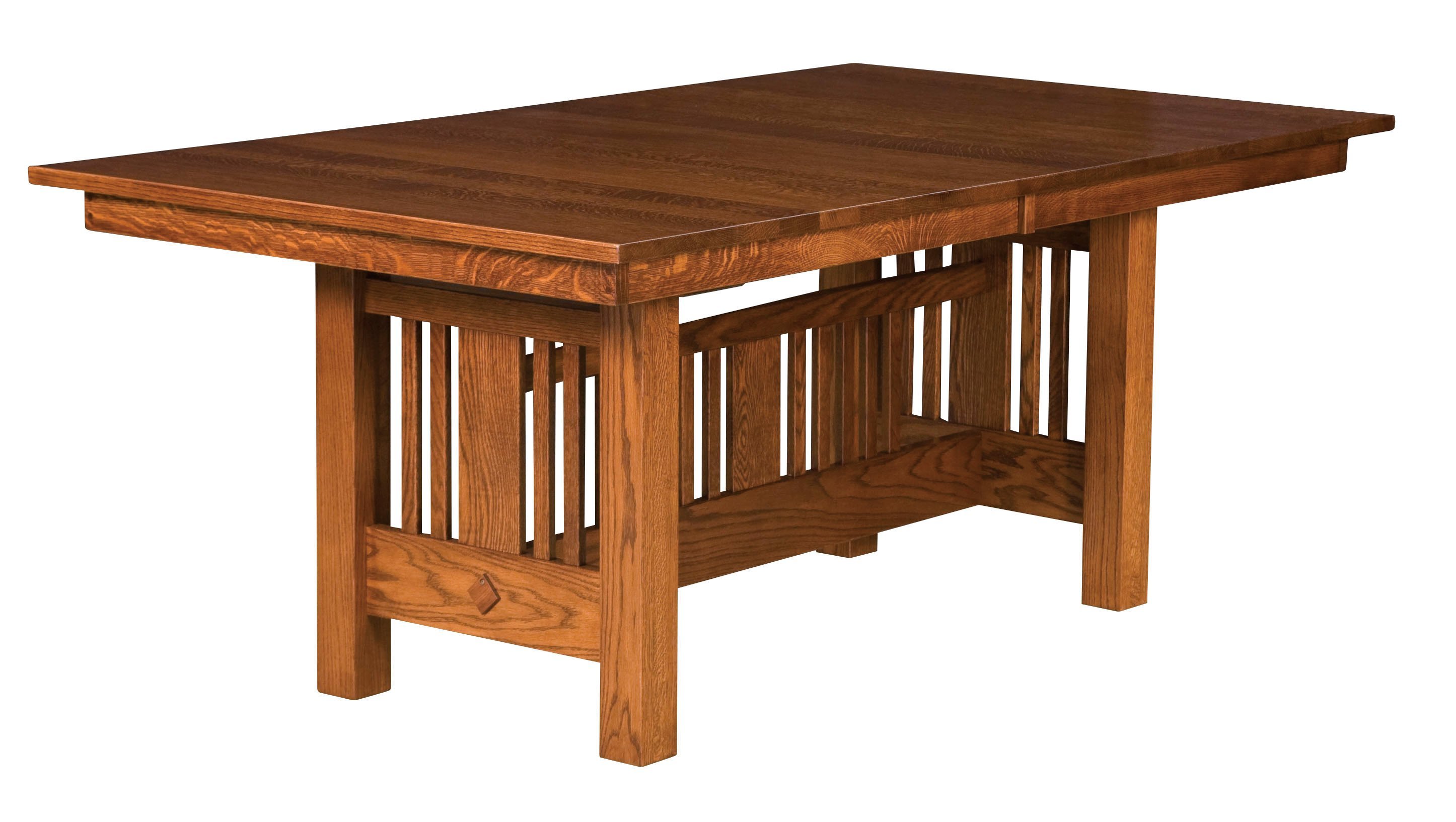 Oak Mission Trestle Dining Table - Amish Handcrafted Quality