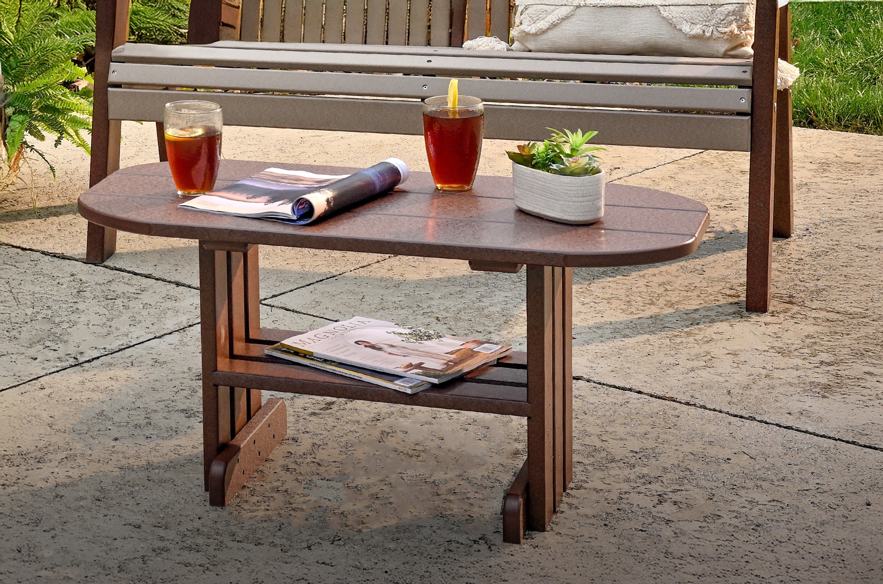 LuxCraft Low Oval Mission Patio Coffee Table | DutchCrafters