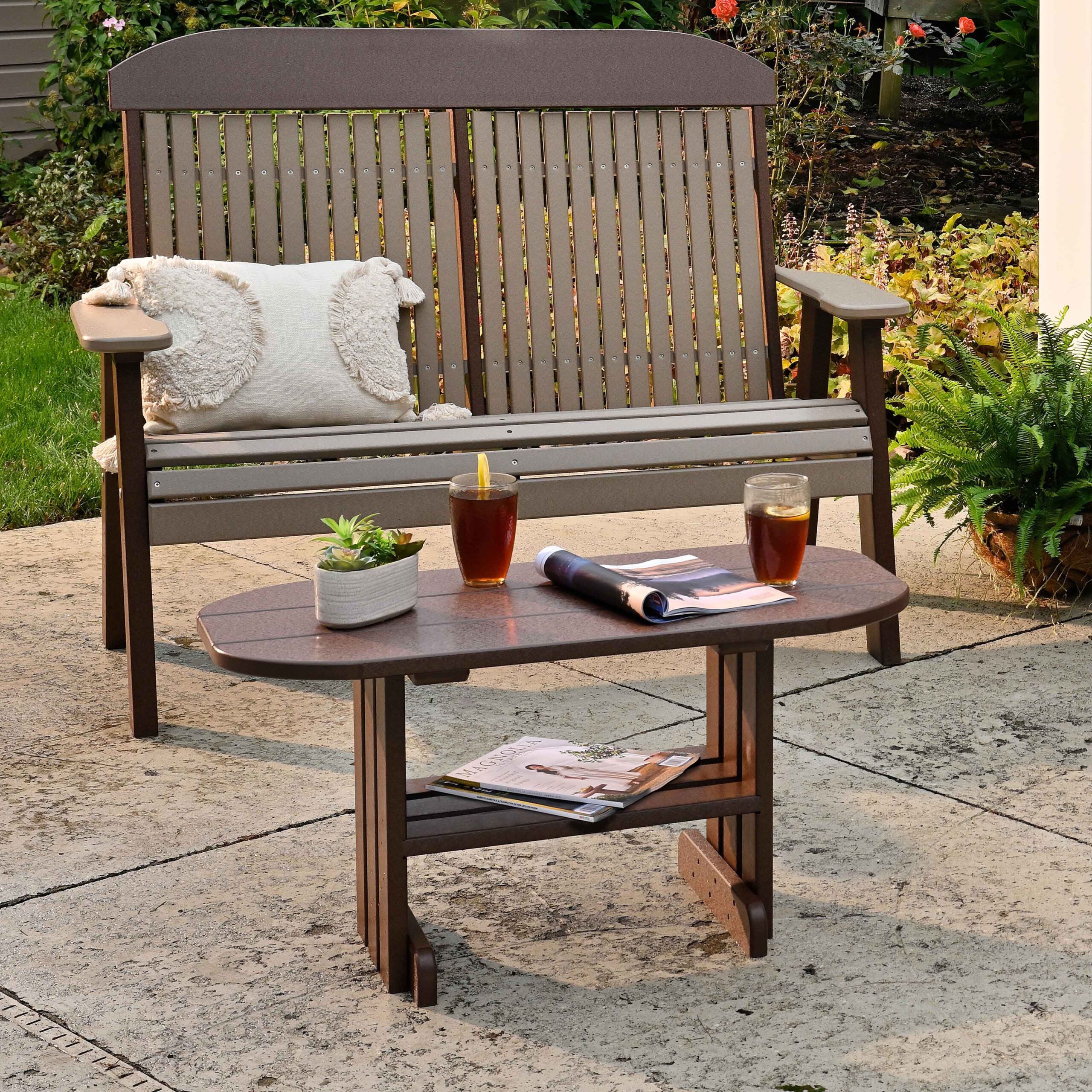 LuxCraft Low Oval Mission Patio Coffee Table | DutchCrafters