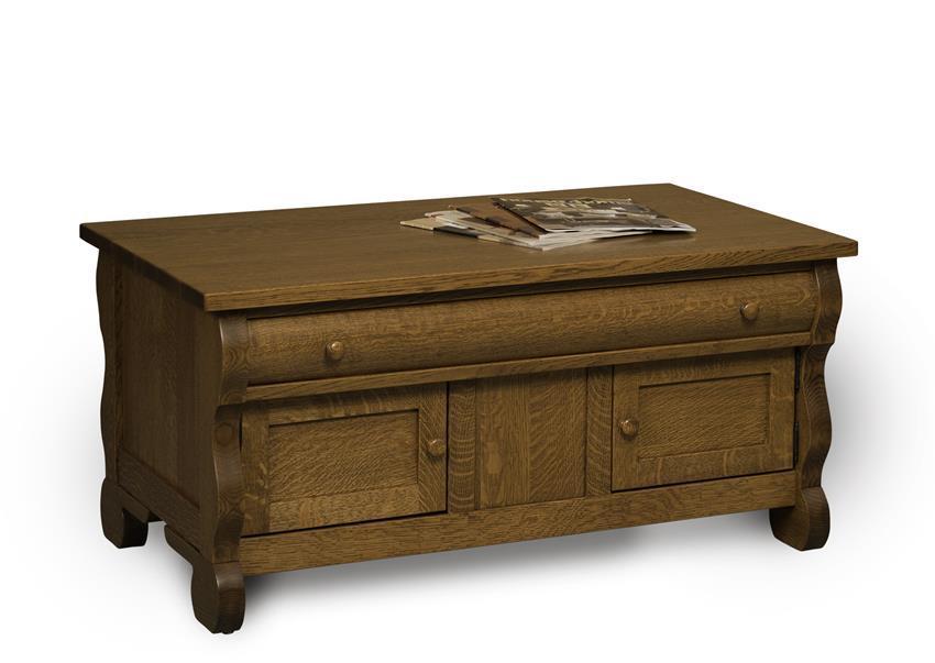 Oak Wood Coffee Table Cabinet from DutchCrafters Amish Furniture