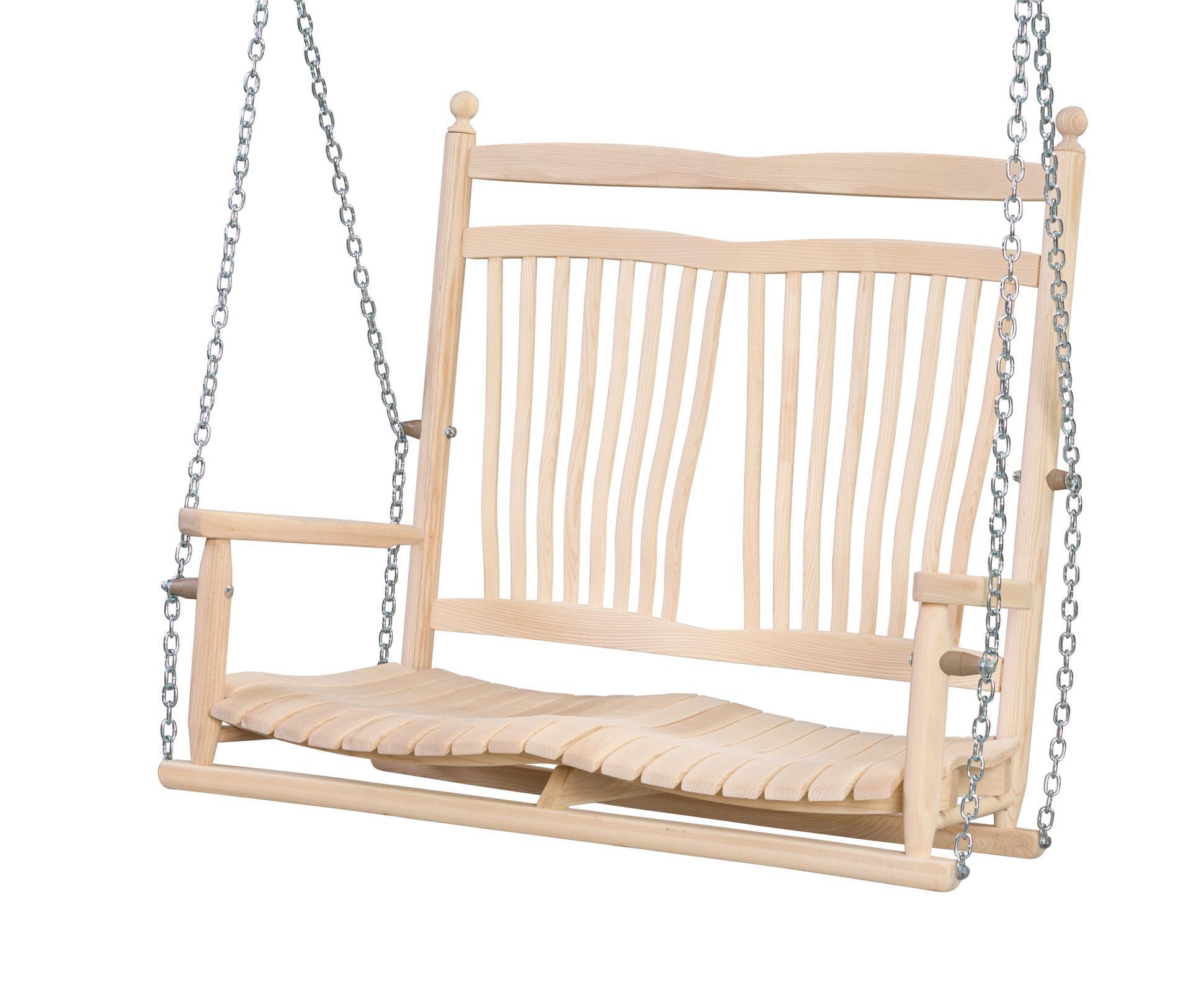 Amish Ash Wood Fanback Porch Swing from DutchCrafters Amish Furniture