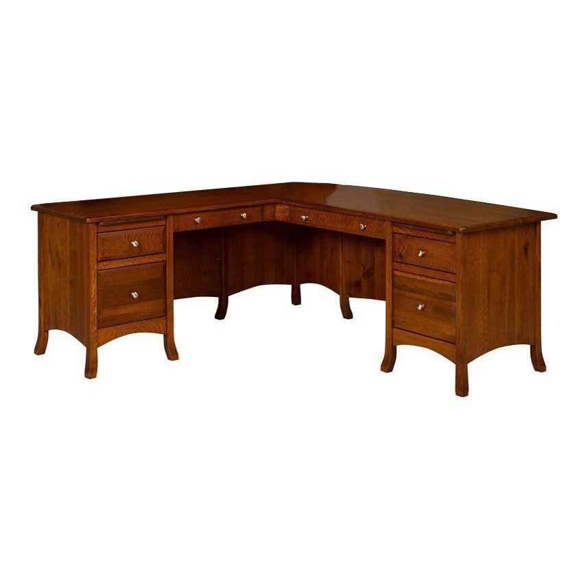 Solid Wood L-Shaped Corner Desk from DutchCrafters Amish Furniture