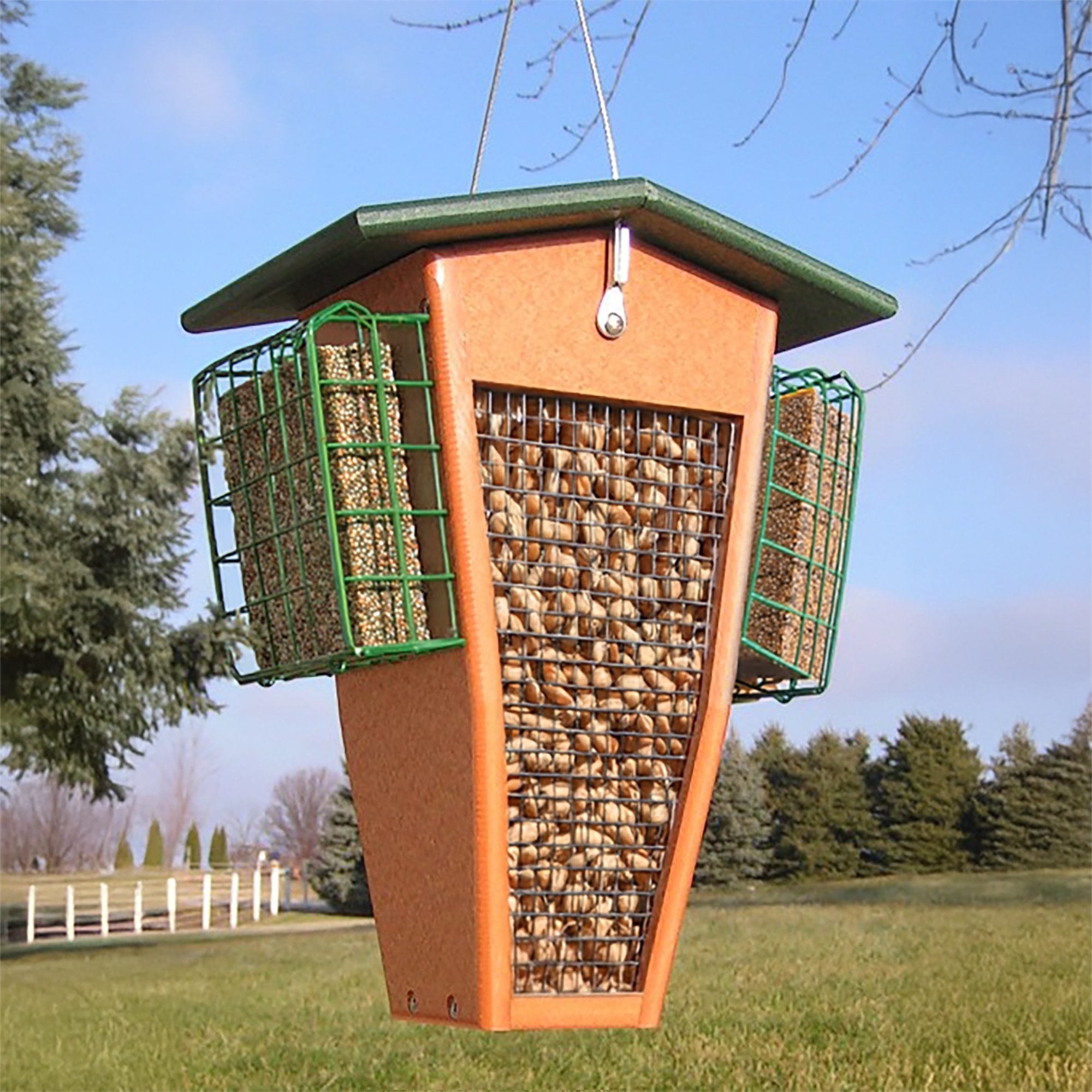 Poly Split Peanut Bird Feeder with Suet Cages from DutchCrafters
