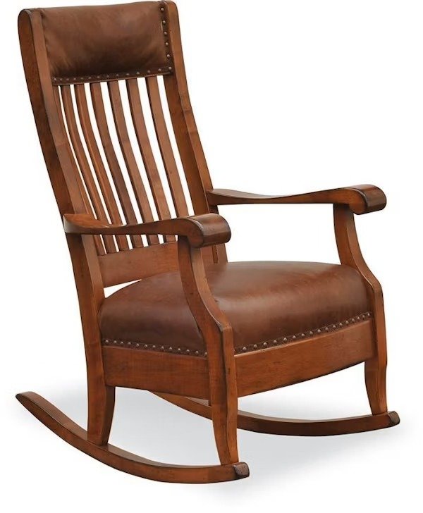 Amish Heirloom Quality Rocking Chair for Nursery | Leather Rocker