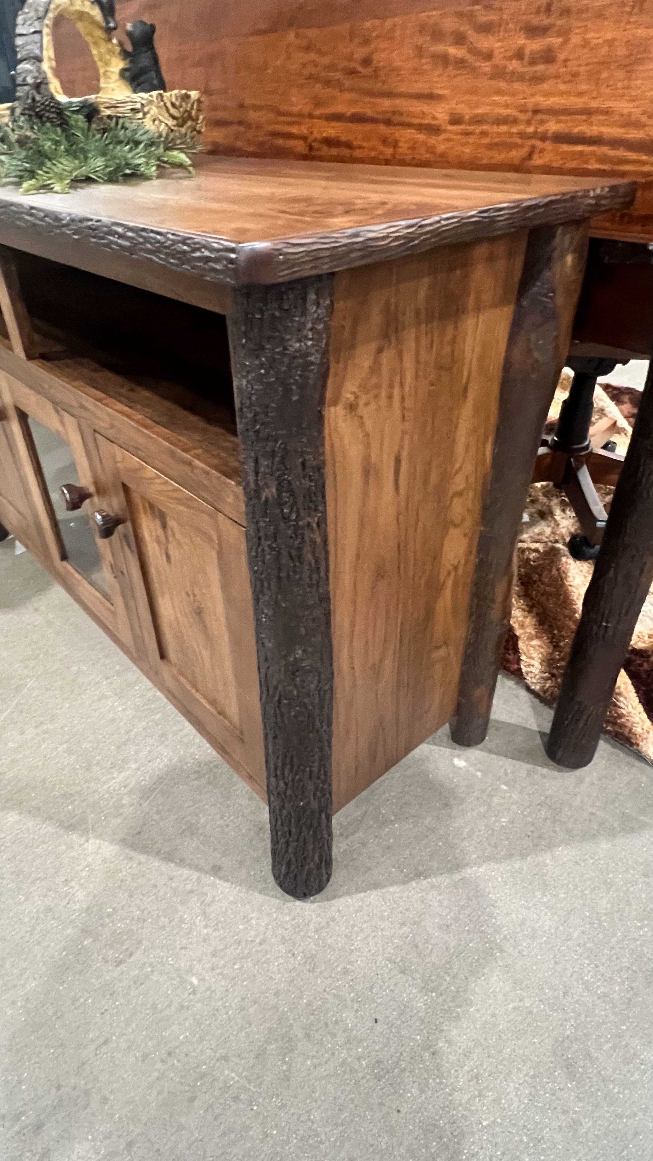 Rustic Hickory TV Cabinet with 3 Doors & Shelves| DutchCrafters