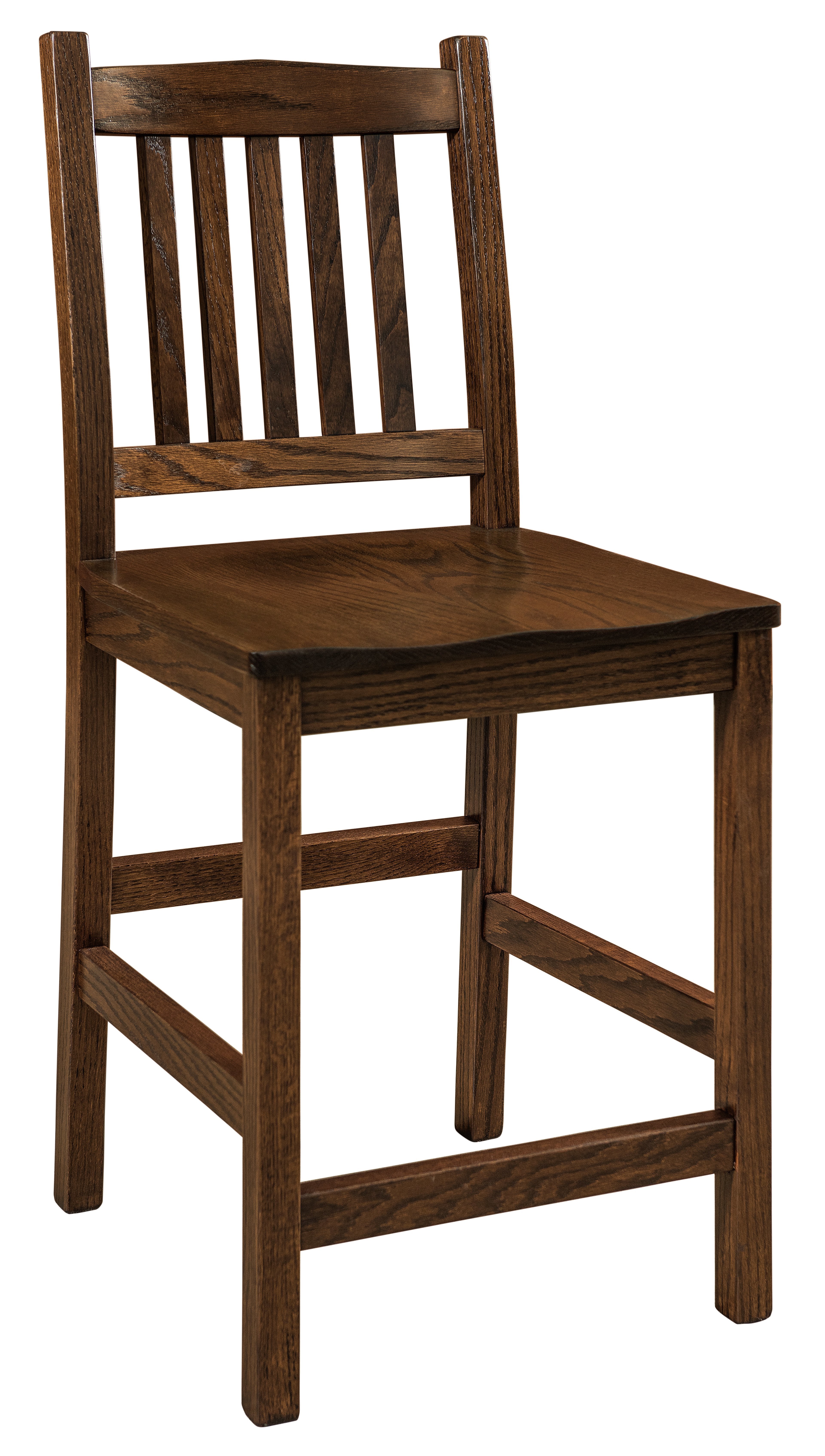 Amish Solid Wood Arts and Crafts Mission Bar Stool -