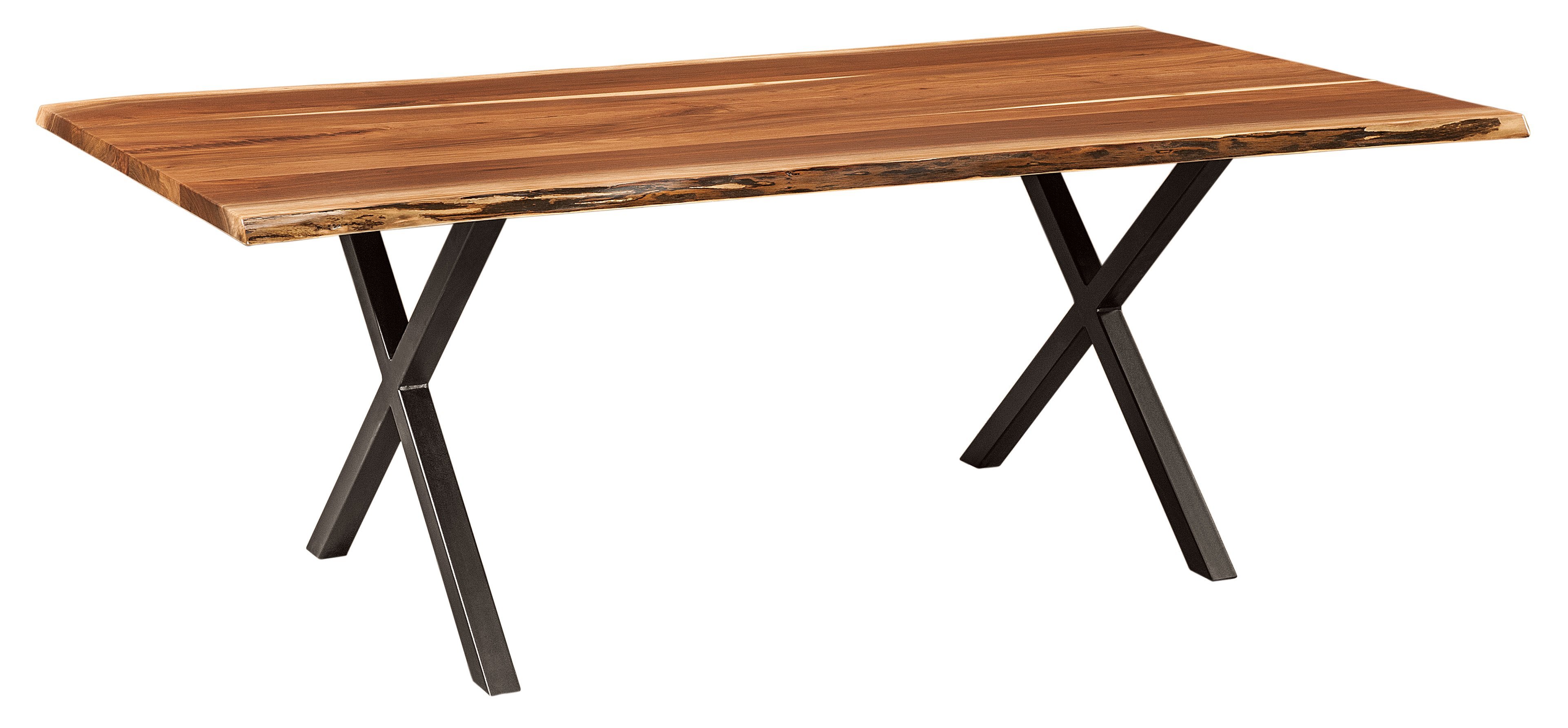 Live Edge Dining Table with Metal Base Options - Amish Handcrafted