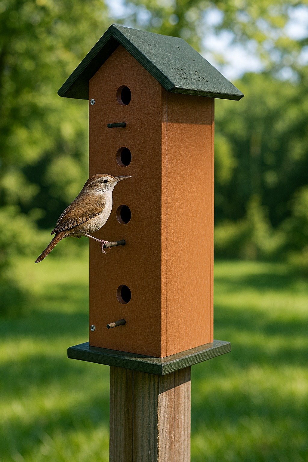 Amish Vertical Triple Wren House | Eco-Friendly Poly Birdhouse