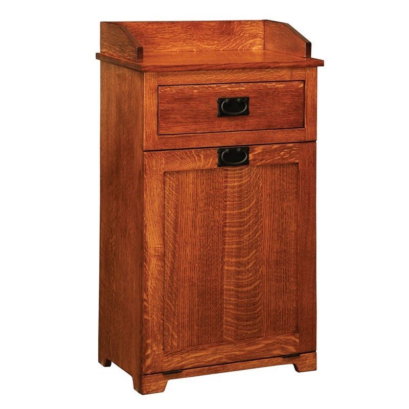 Mission Tilt Out Trash Bin with Top Drawer from DutchCrafters Amish