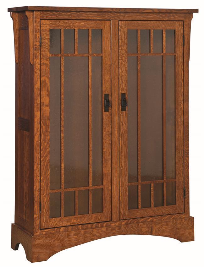 Oak Mission Bookcase with Glass Doors from DutchCrafters Amish