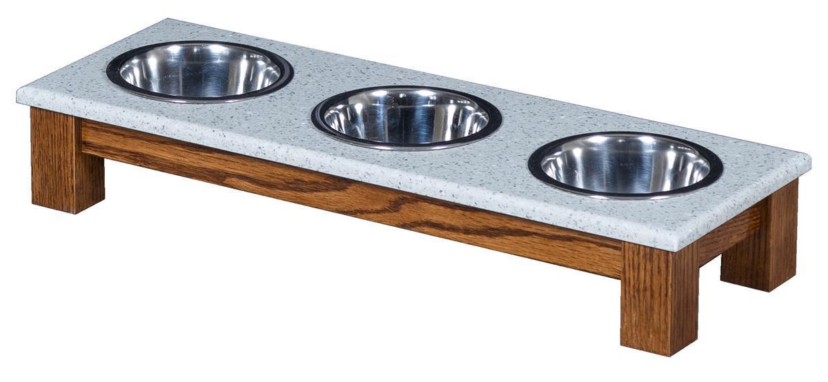 Wooden Triple Bowl Dog Bowl Diner From Dutchcrafters Amish Furniture