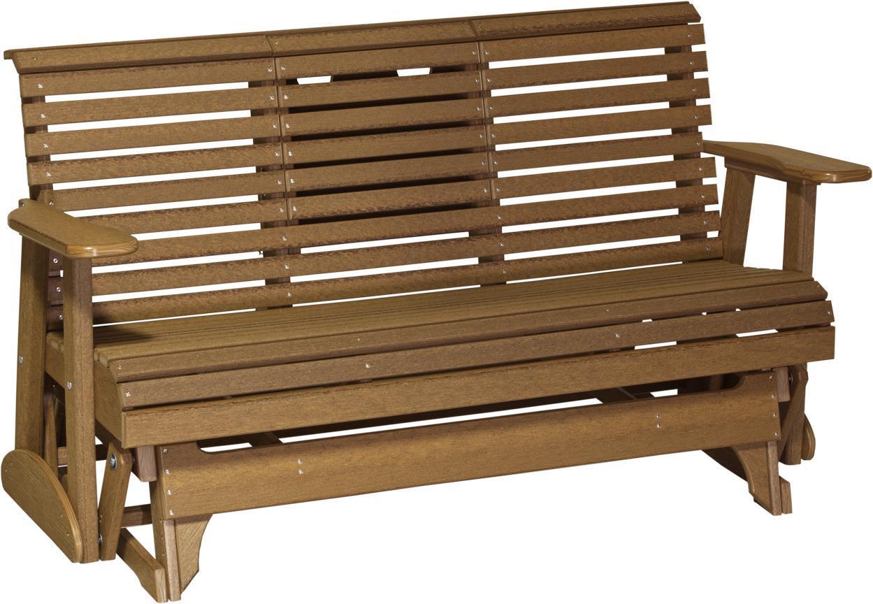 LuxCraft Slat-Back Porch Glider Bench w/ Cupholders |