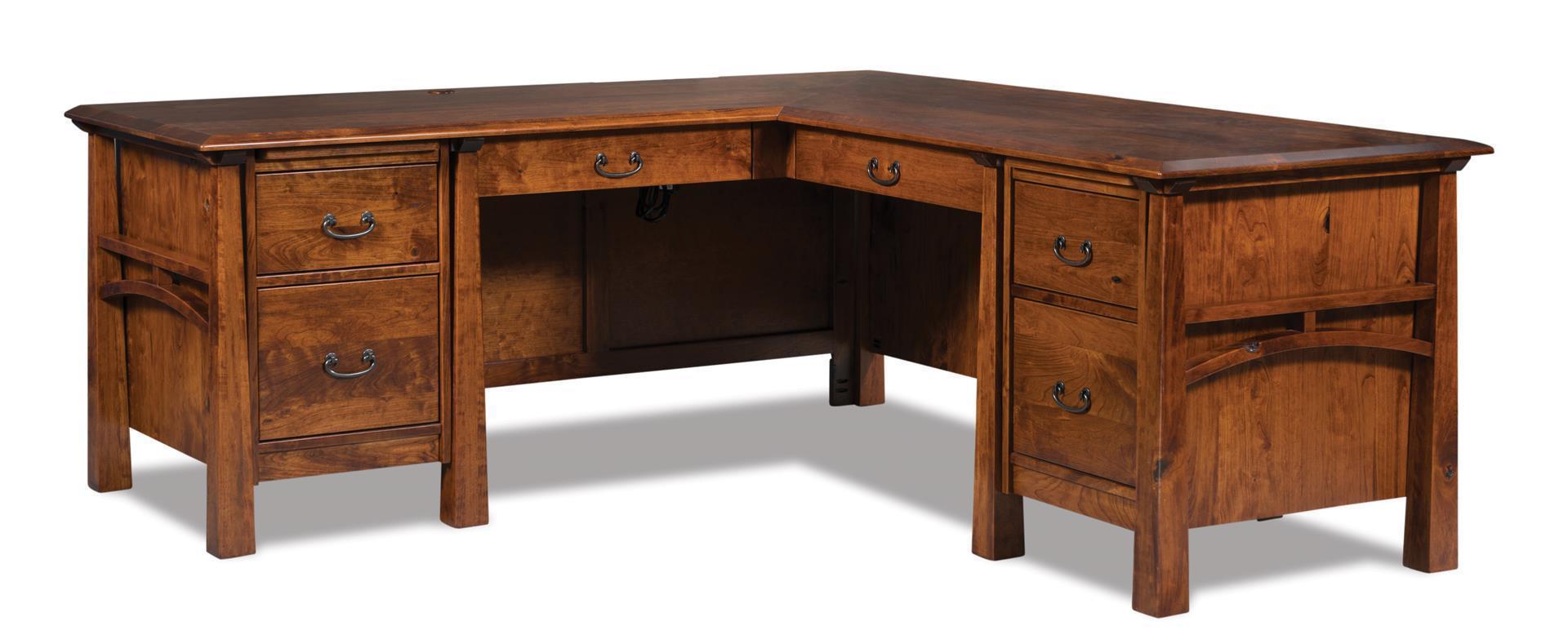 Vivid L-Shaped Desk with Optional Hutch Top from DutchCrafters Amish