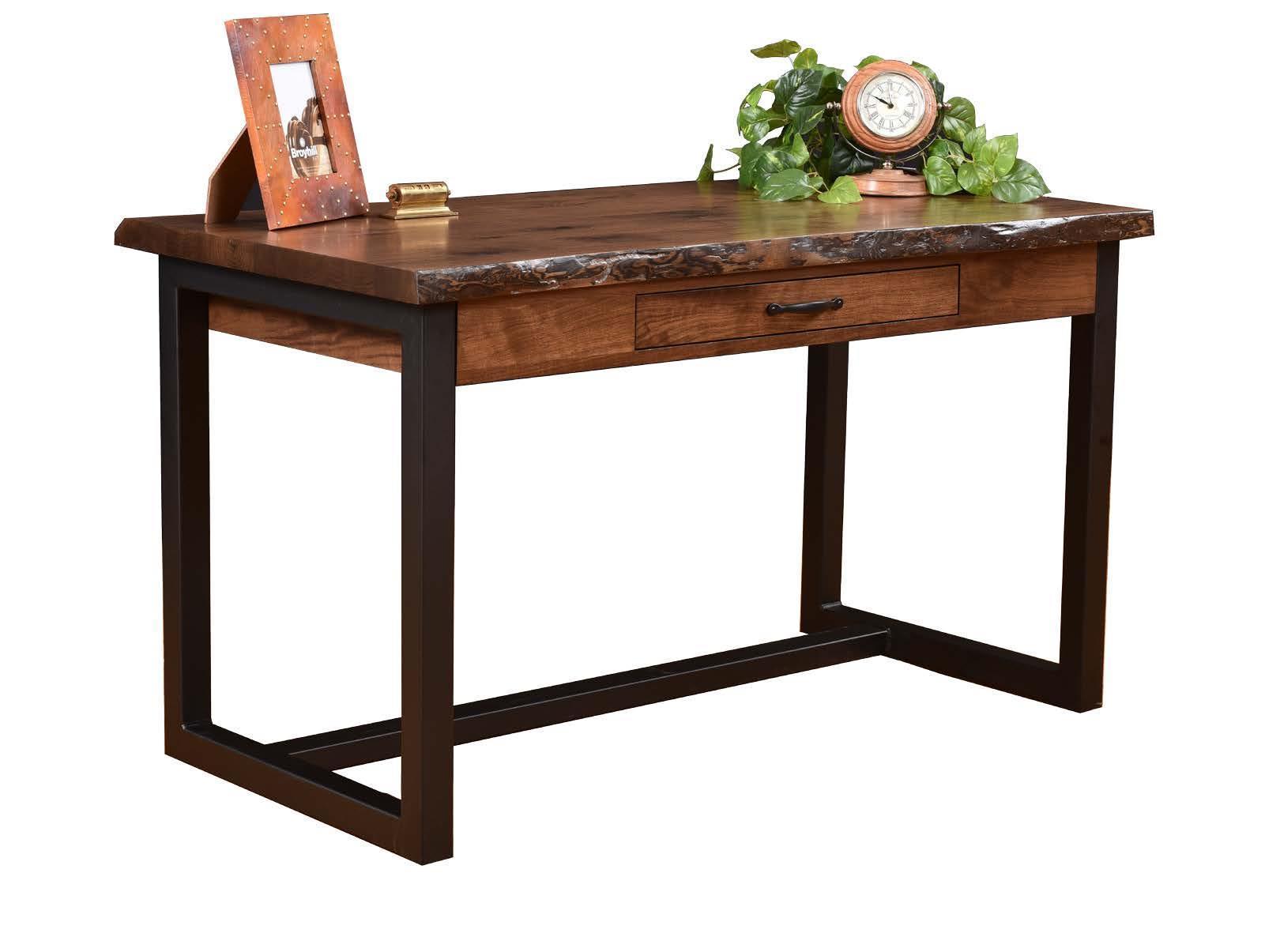 Live‑Edge Desk with Powder-Coated Metal Base |