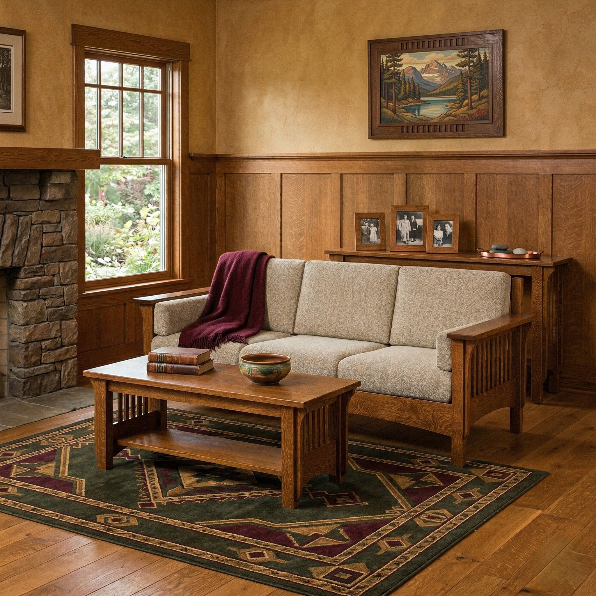 その他 Sofa With Table For sale Mission Sofa Table | Amish Made Solid Wood Living Room Furniture
