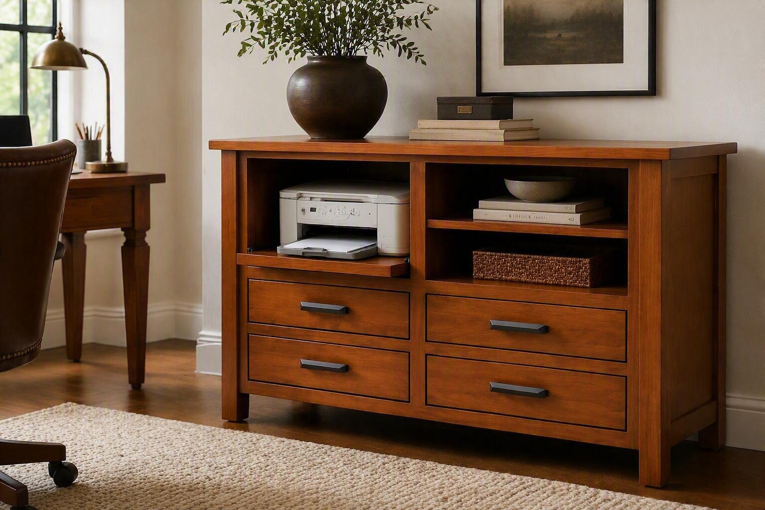 Amish Meridian Mission Lateral File and Printer Cabinet |