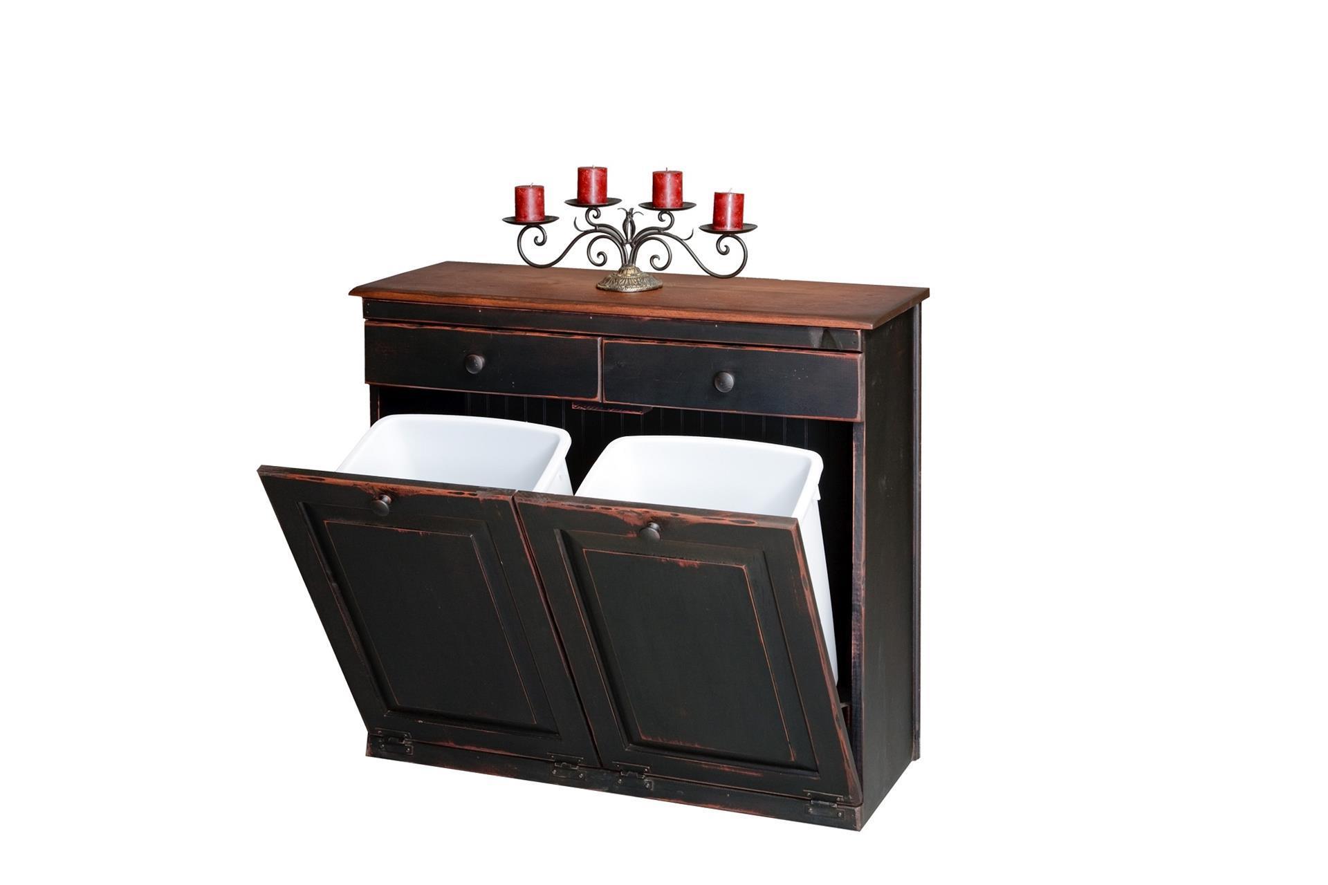 Solid Wood Double Tilt Out Trash Bin Cabinet From Dutchcrafters Amish