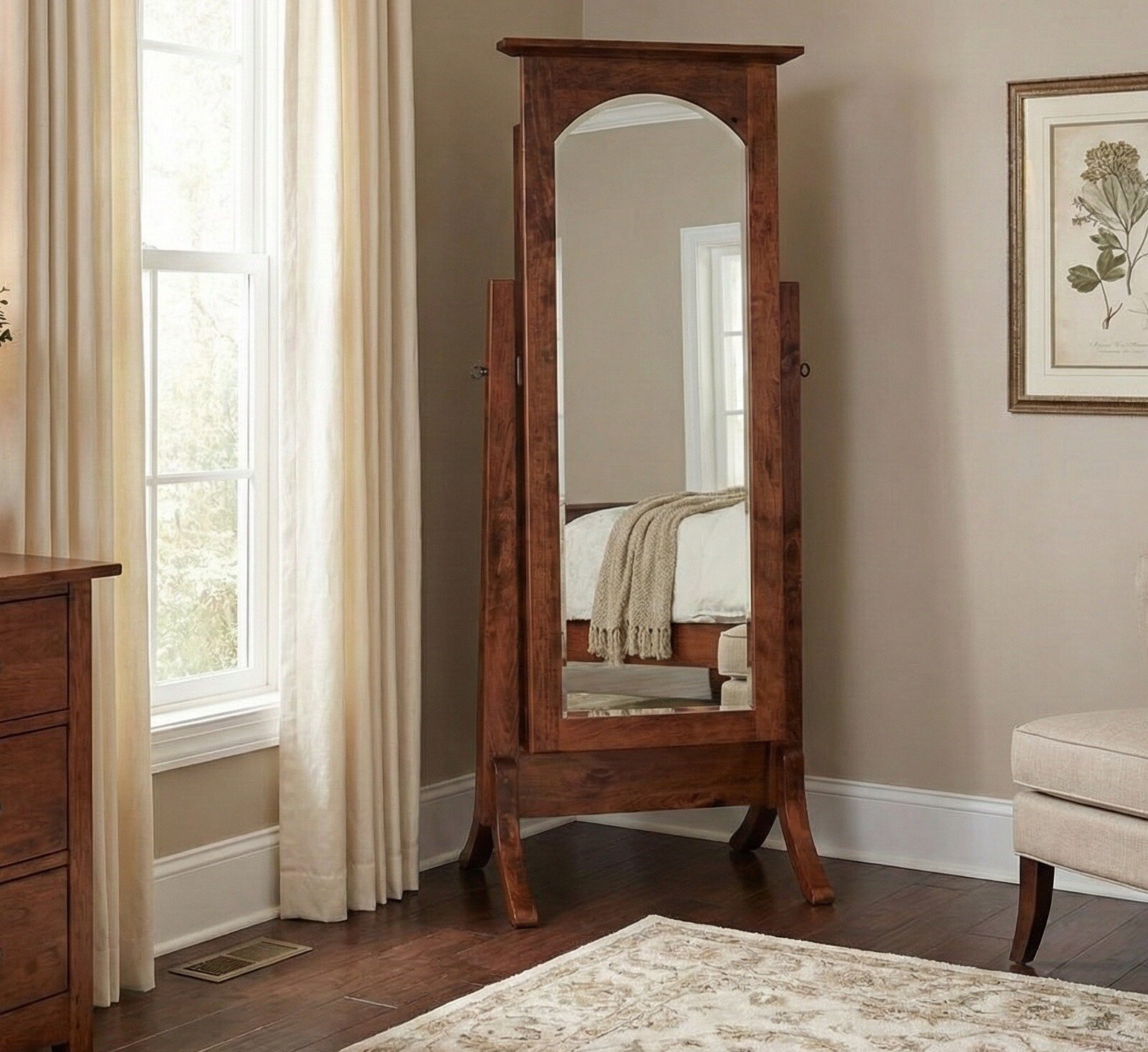 DutchCrafters Amish Full Length Mirror - Jewelry Storage Option