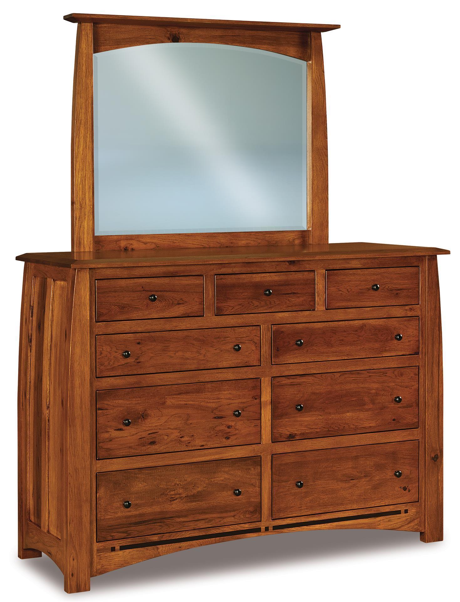 Mission Nine Drawer Dresser with Beveled Mirror from